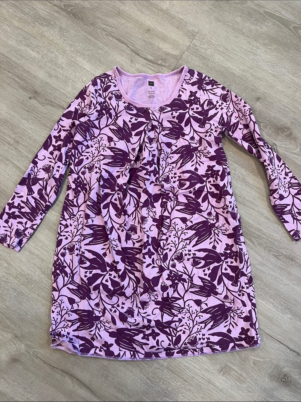 Tea Collection Pink Dress with Dark Purple Floral Print Size 8